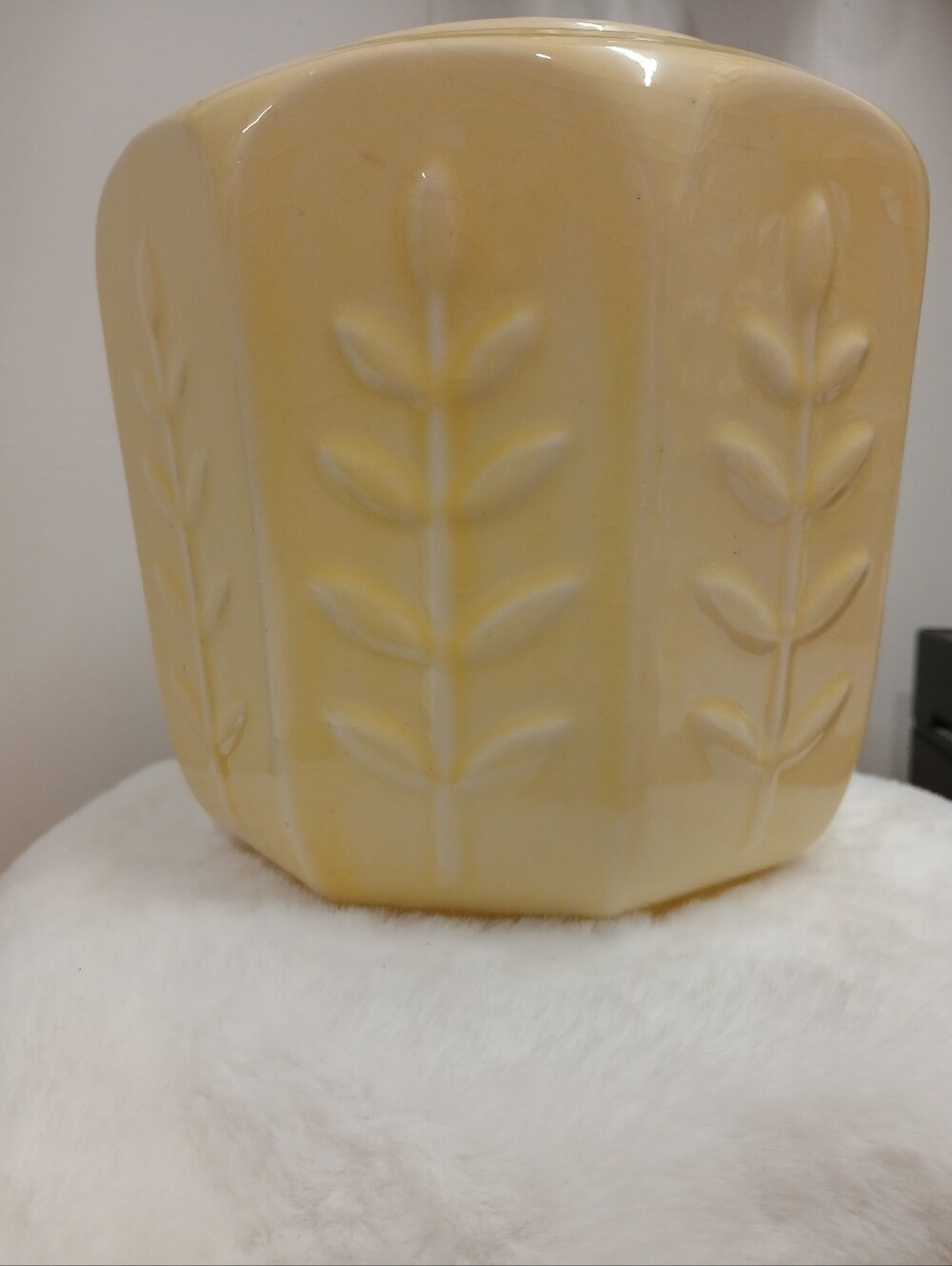 VTG Shawnee Pottery Ceramic Fern Leaf Pattern Cookie Jar Missing Lid